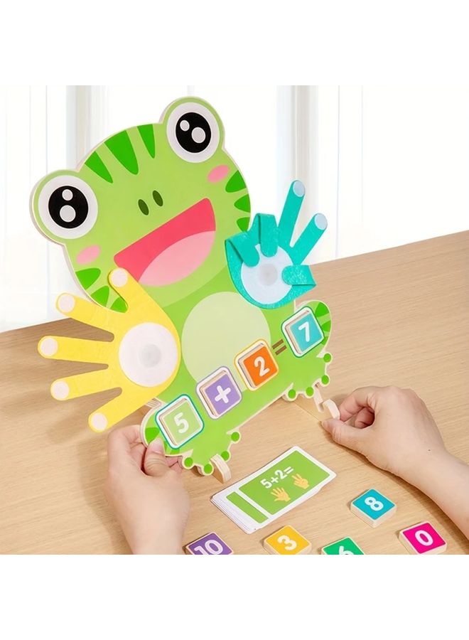 Wooden Frog Finger Counting Toy With 23 Double Sided Math Cards Educational Gift For Kids Ages 3 6 - Image 2